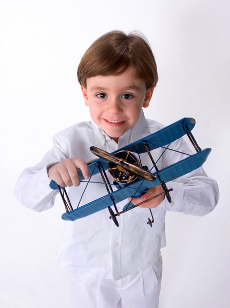 Boy with blue plane