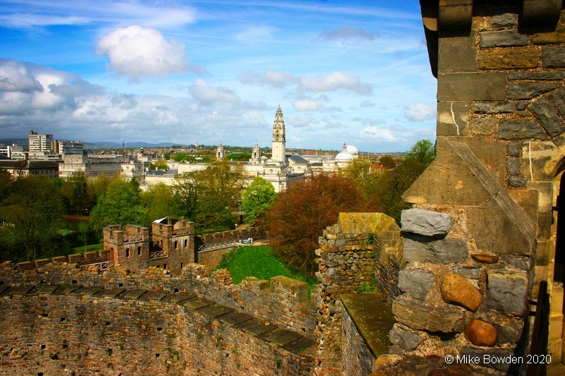 Glamorgan.   Cardiff from the walls of the castle.
