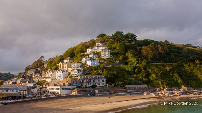 Cornwall.  Looe Beach and Town.